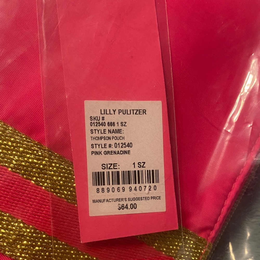 Lilly Pulitzer Bright Pink and Gold Thompson Pouch NWT - Picture 2 of 4